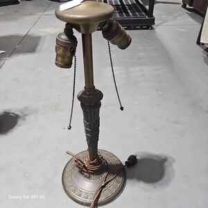 Vintage Brass Lamp Base with Dual Sockets